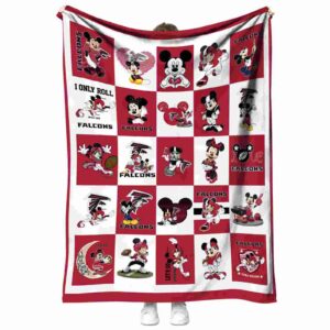 atlanta falcons mickey minnie red white blanket best selling