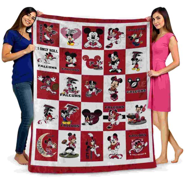 atlanta falcons mickey minnie red white blanket fashion forward