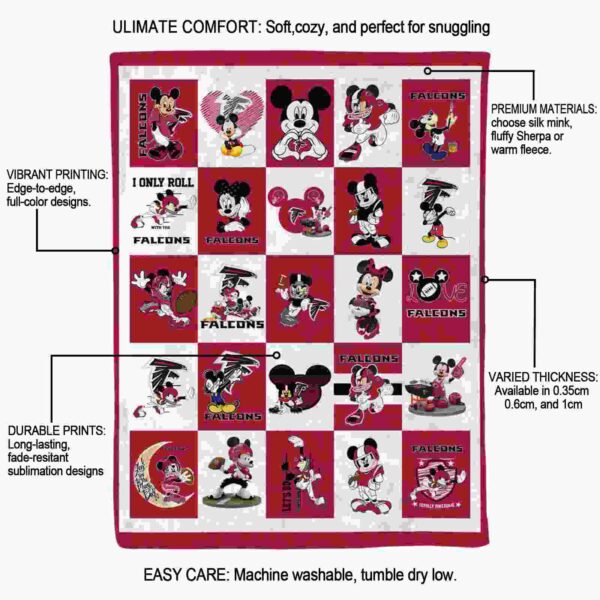 atlanta falcons mickey minnie red white blanket new arrival