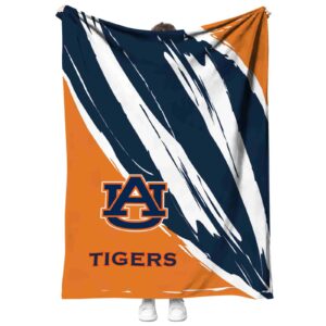 auburn tigers brushstrokes navy blue white blanket best selling