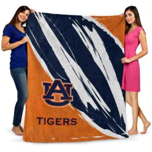 auburn tigers brushstrokes navy blue white blanket fashion forward