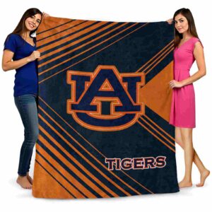 auburn tigers diagonal stripes navy blue blanket fashion forward