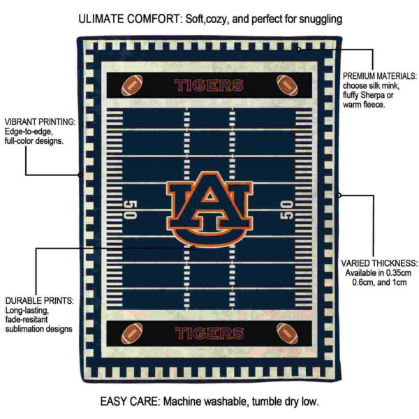 auburn tigers football field navy blue blanket new arrival