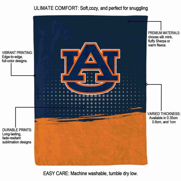 auburn tigers gradient dots navy blue blanket new arrival