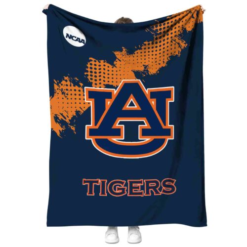 auburn tigers grunge texture navy blue blanket best selling