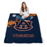 auburn tigers grunge texture navy blue blanket high quality