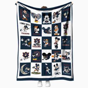 auburn tigers mickey minnie navy blue white blanket best selling
