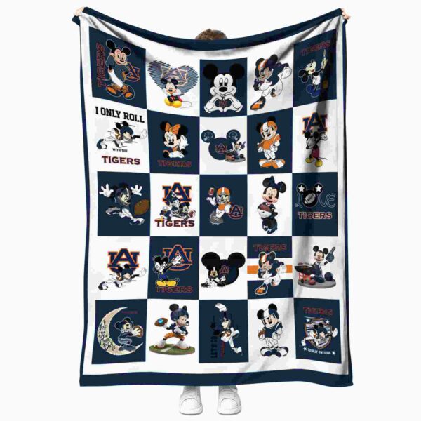 auburn tigers mickey minnie navy blue white blanket best selling