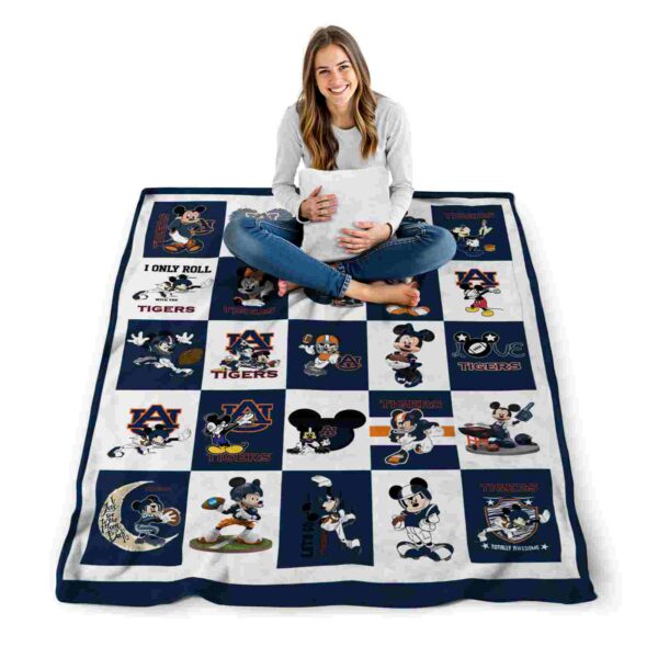 auburn tigers mickey minnie navy blue white blanket high quality