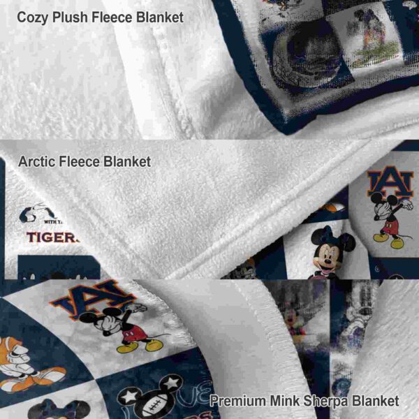 auburn tigers mickey minnie navy blue white blanket premium grade
