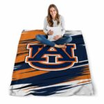 auburn tigers paint streaks navy blue white blanket high quality