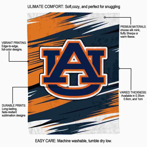 auburn tigers paint streaks navy blue white blanket new arrival