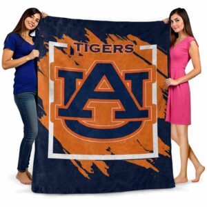 auburn tigers splatter effect navy blue blanket fashion forward