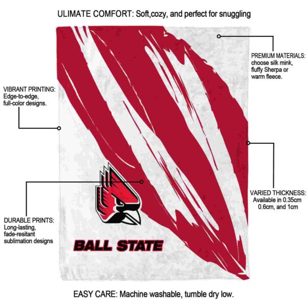 ball state cardinals brushstrokes red white blanket new arrival