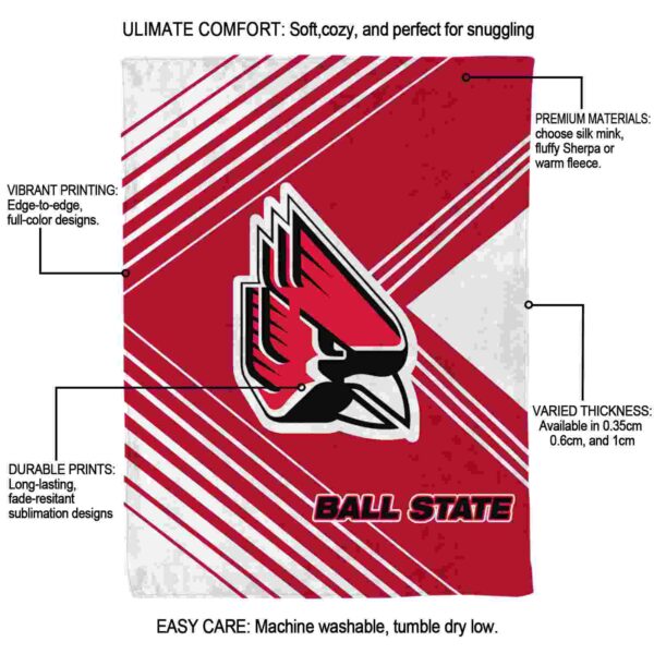 ball state cardinals diagonal stripes red blanket new arrival