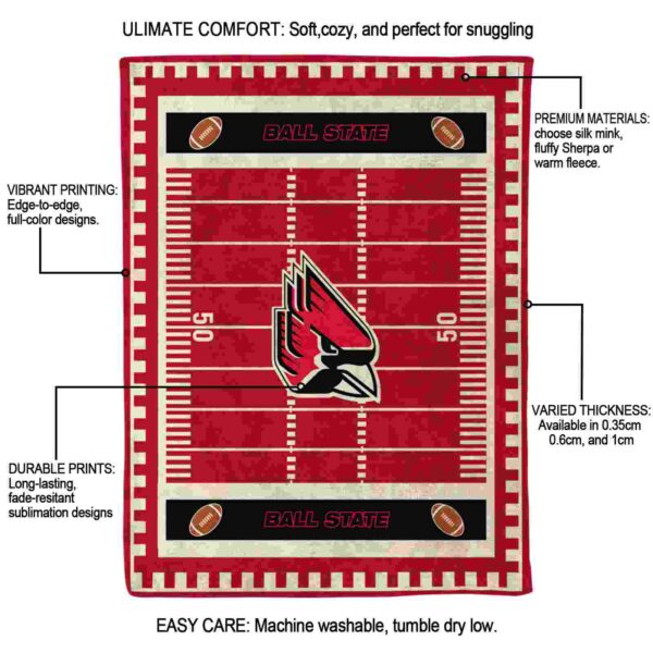 ball state cardinals football field red blanket new arrival