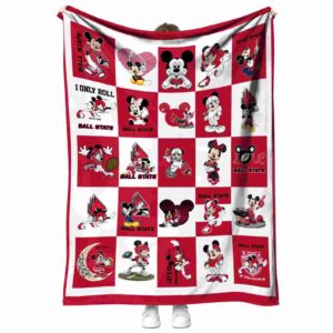 ball state cardinals mickey minnie red white blanket best selling