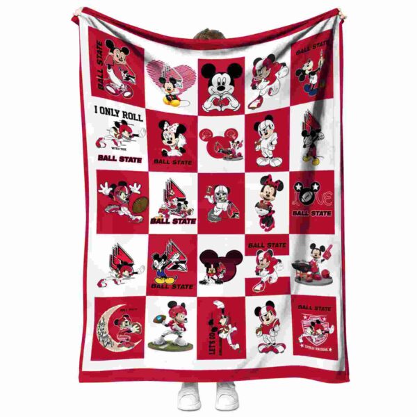ball state cardinals mickey minnie red white blanket best selling