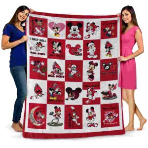 ball state cardinals mickey minnie red white blanket fashion forward