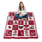 ball state cardinals mickey minnie red white blanket high quality