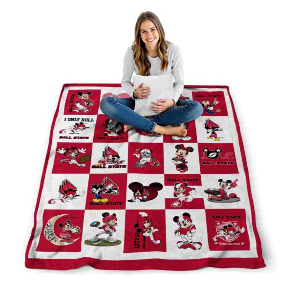 ball state cardinals mickey minnie red white blanket high quality
