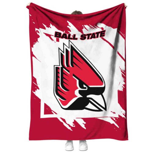ball state cardinals splatter effect red blanket best selling