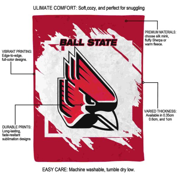 ball state cardinals splatter effect red blanket new arrival
