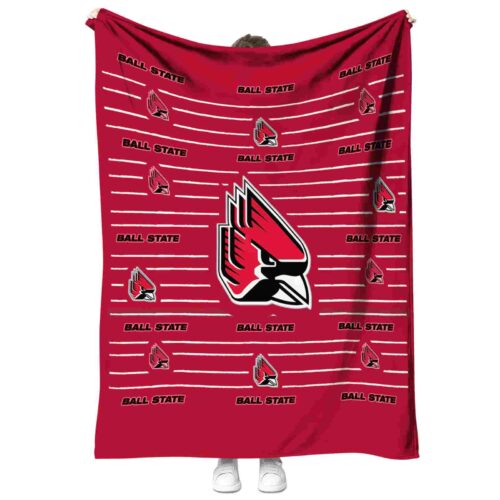 ball state cardinals striped pattern red blanket best selling