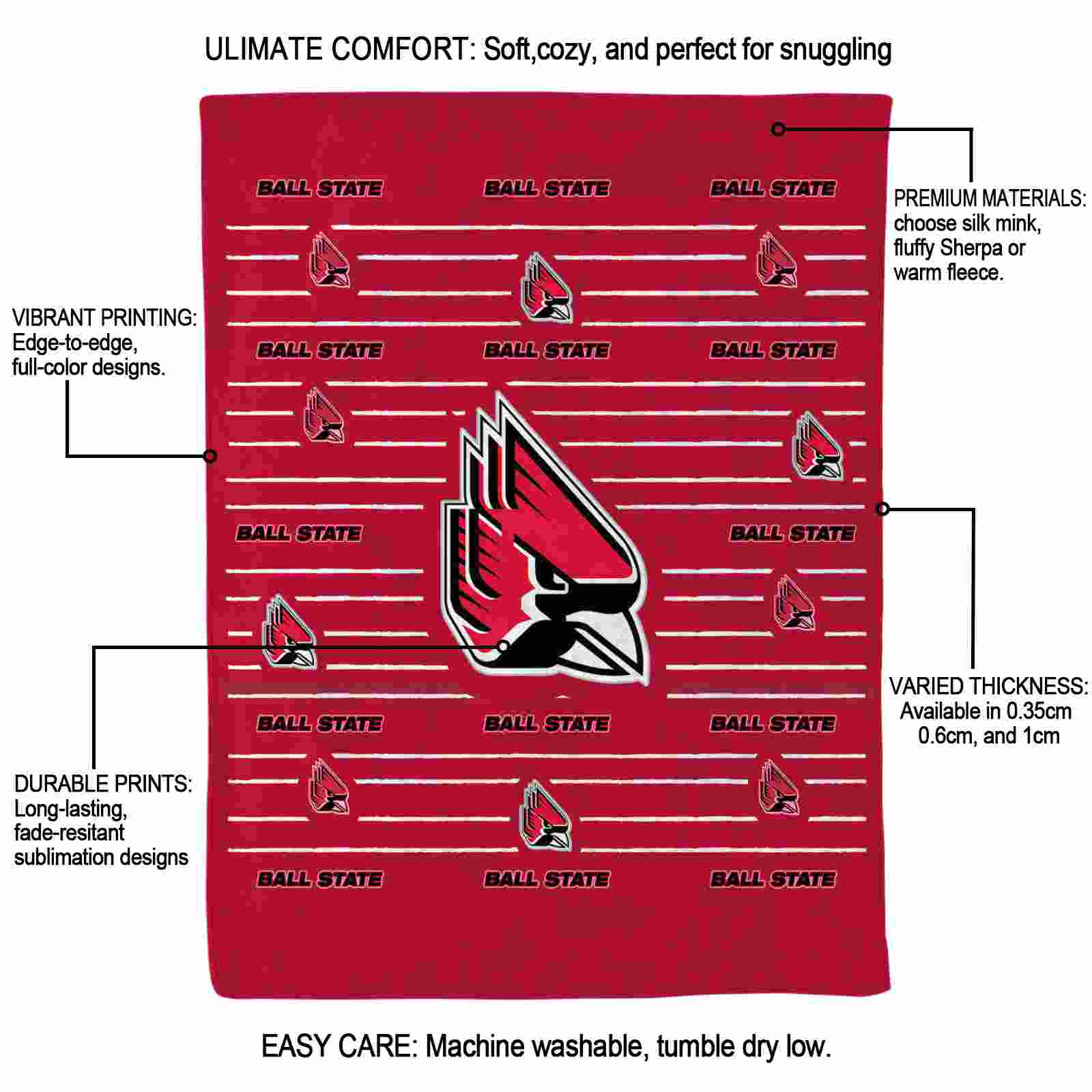 ball state cardinals striped pattern red blanket new arrival ball state cardinals striped pattern red blanket new arrival