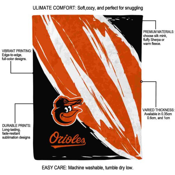 baltimore orioles brushstrokes orange white blanket new arrival