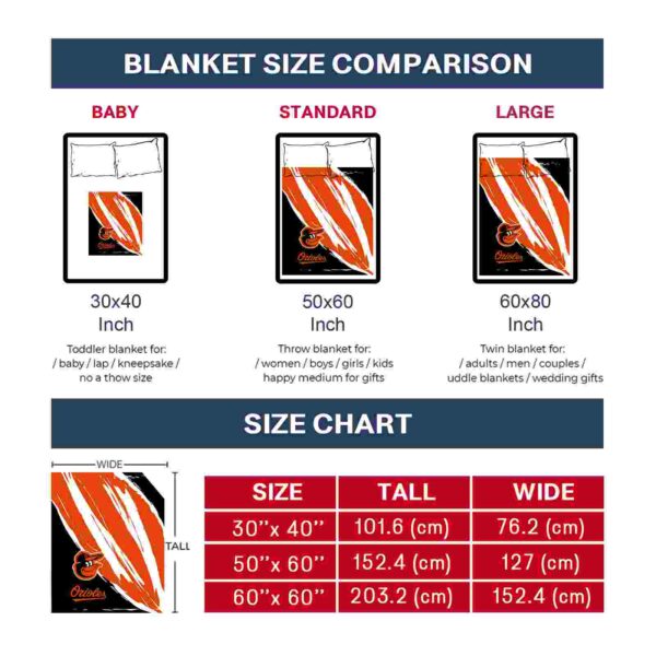 baltimore orioles brushstrokes orange white blanket trendy