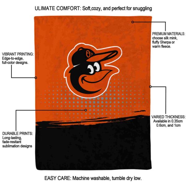 baltimore orioles gradient dots orange blanket new arrival
