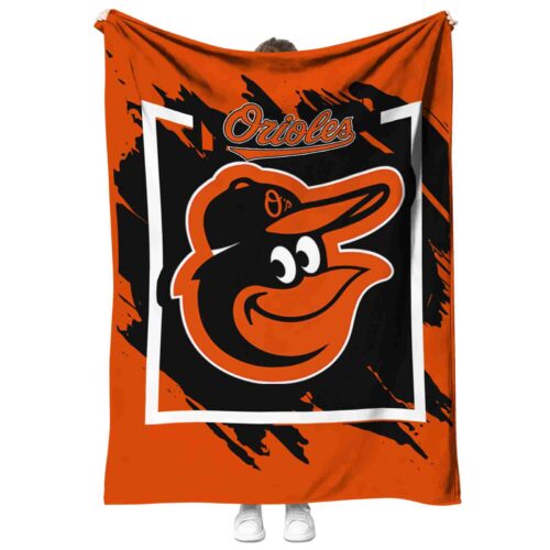 baltimore orioles splatter effect orange blanket best selling