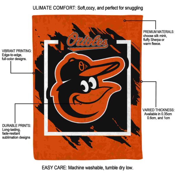 baltimore orioles splatter effect orange blanket new arrival