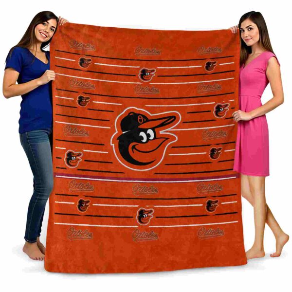 baltimore orioles striped pattern orange blanket fashion forward