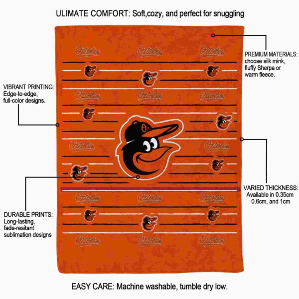 baltimore orioles striped pattern orange blanket new arrival