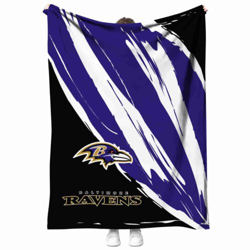 baltimore ravens brushstrokes purple white blanket best selling