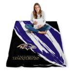 baltimore ravens brushstrokes purple white blanket high quality