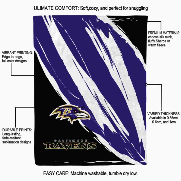 baltimore ravens brushstrokes purple white blanket new arrival
