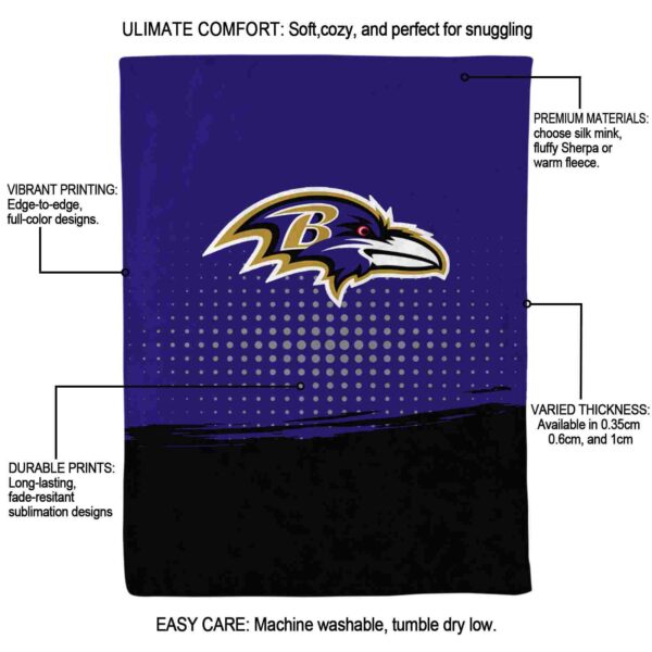 baltimore ravens gradient dots purple blanket new arrival