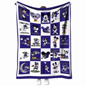 baltimore ravens mickey minnie purple white blanket best selling