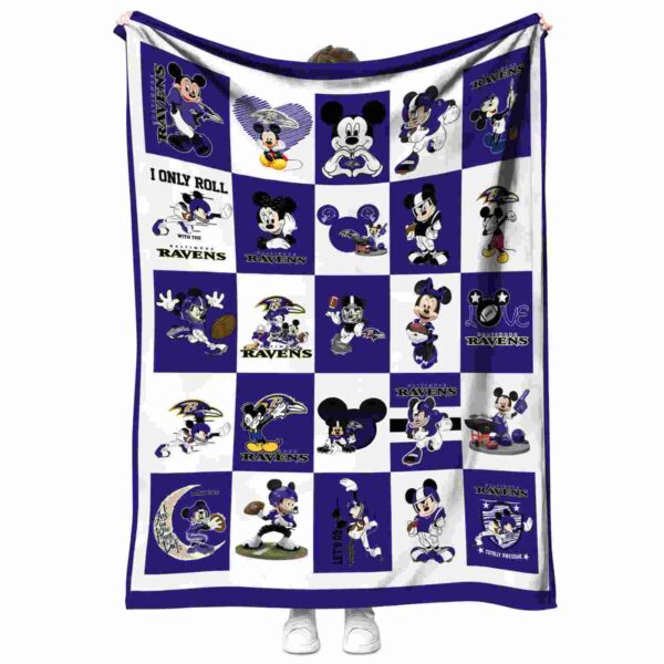 baltimore ravens mickey minnie purple white blanket best selling