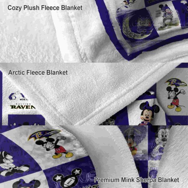 baltimore ravens mickey minnie purple white blanket premium grade
