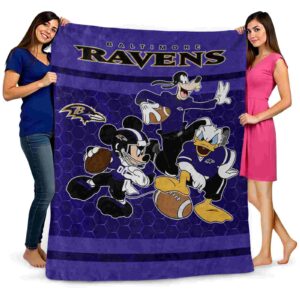 baltimore ravens three musketeers purple blanket fashion forward