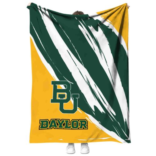 baylor bears brushstrokes green white blanket best selling