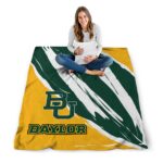 baylor bears brushstrokes green white blanket high quality