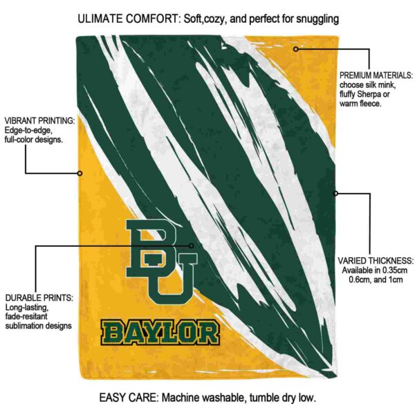 baylor bears brushstrokes green white blanket new arrival