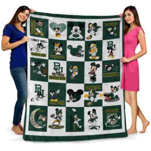 baylor bears mickey minnie green white blanket fashion forward