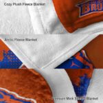 boise state broncos grunge texture orange blanket best selling