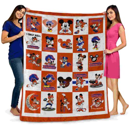 boise state broncos mickey minnie orange white blanket fashion forward